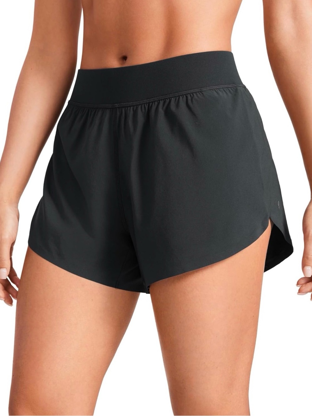 CRZ YOGA Black Athletic High-Waist Running Shorts